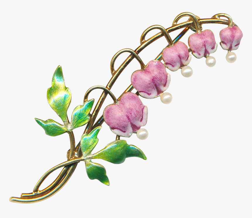 Brooch Art Nouveau Enamel Bleeding Hearts & Pearls, HD Png Download, Free Download