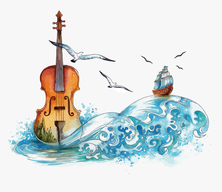 Violin Watercolor Painting, HD Png Download, Free Download