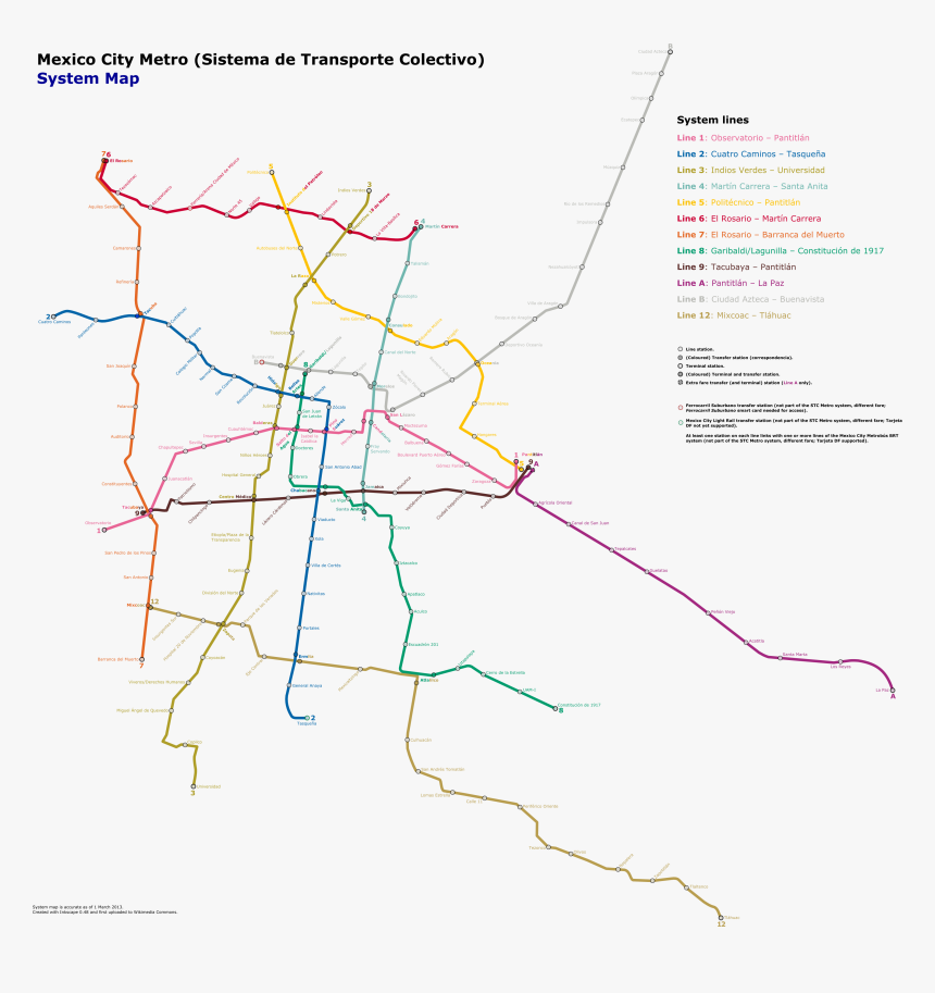 Mexico City Metro System Map, HD Png Download, Free Download