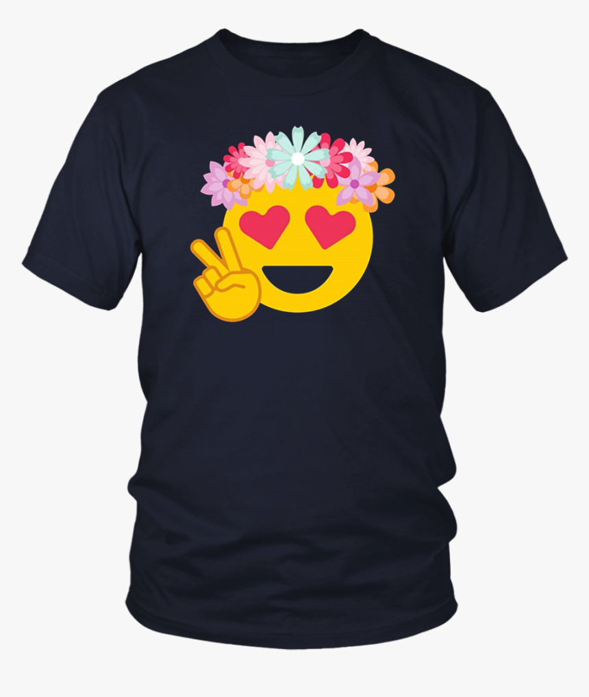 Funny Smiley Smiling Heart Eyes Emoji With Hippie Flower, HD Png Download, Free Download