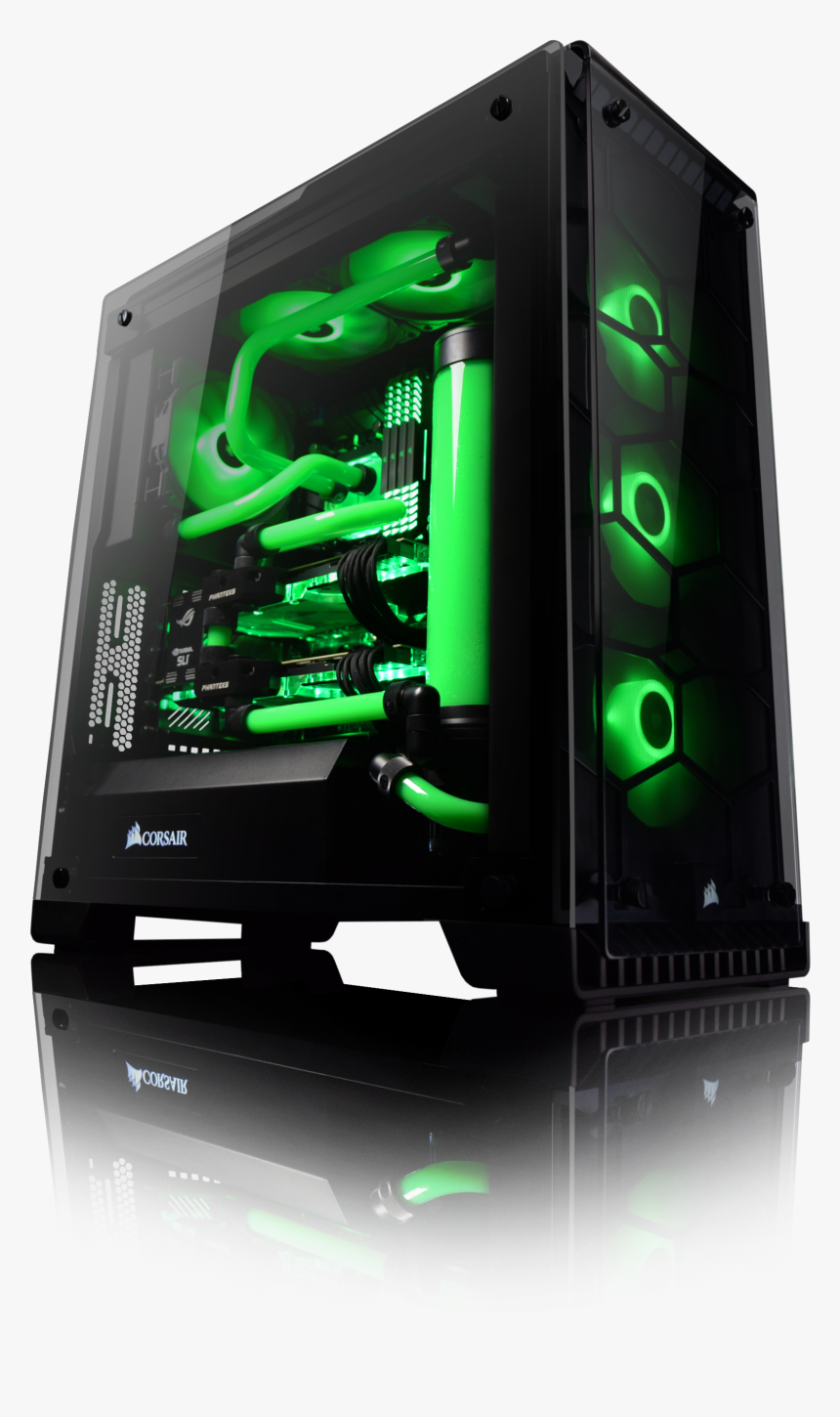 Green Watercooled Gaming Pc, HD Png Download, Free Download