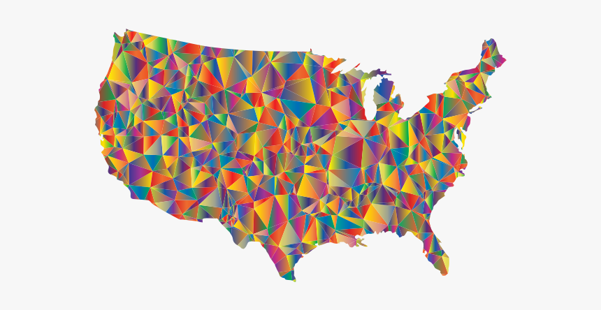 Blended Colorful Low Poly America Usa Map, HD Png Download, Free Download