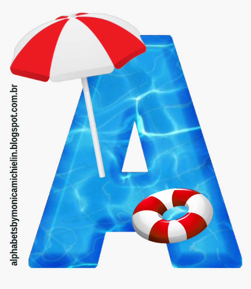 Piscina Com Guarda-sol E Bóia Alfabeto, Pool Beach, HD Png Download, Free Download