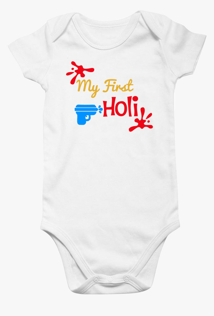 Funcart Pichkari Printed My First Holi Baby Romper", HD Png Download, Free Download