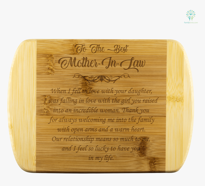 To The Best Mother In Law Bamboo Cutting Board Organically - Beste Schwiegermutter, HD Png Download, Free Download