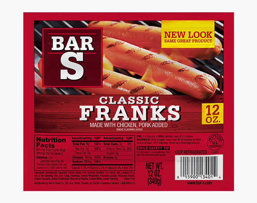 Classic Franks - Bar S Hot Dogs, HD Png Download, Free Download