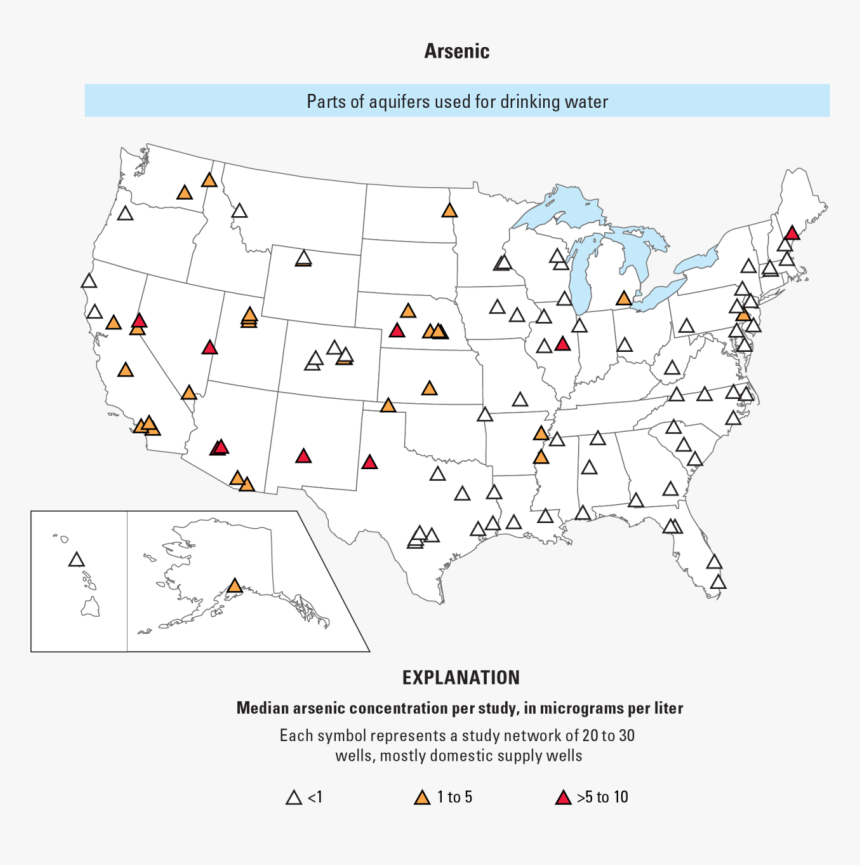 Map Showing Arsenic Concentrations In Groundwater Wells - Map, HD Png Download, Free Download