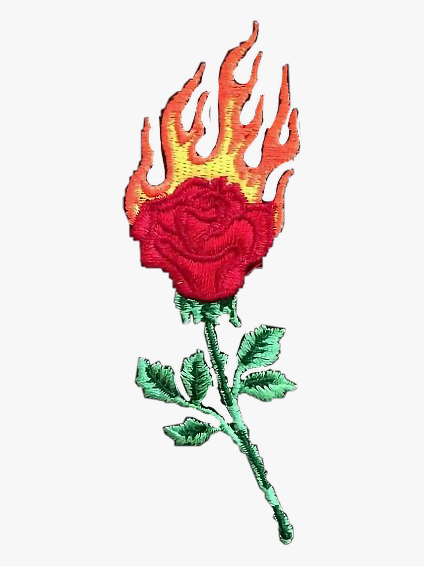 #flower #rose #fire #patch #sticker #paperflowers #loveflowers - Rose On Fire Png, Transparent Png, Free Download