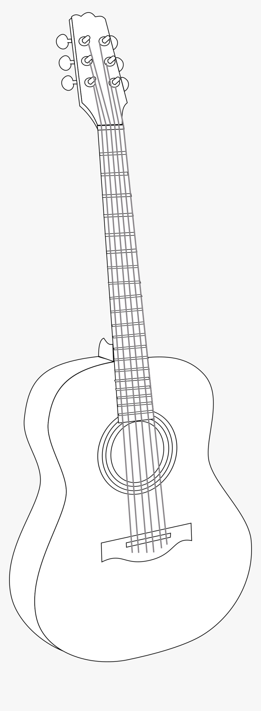 Drawing Guitar Black And White - Guitar Transparent White Outline, HD Png Download, Free Download