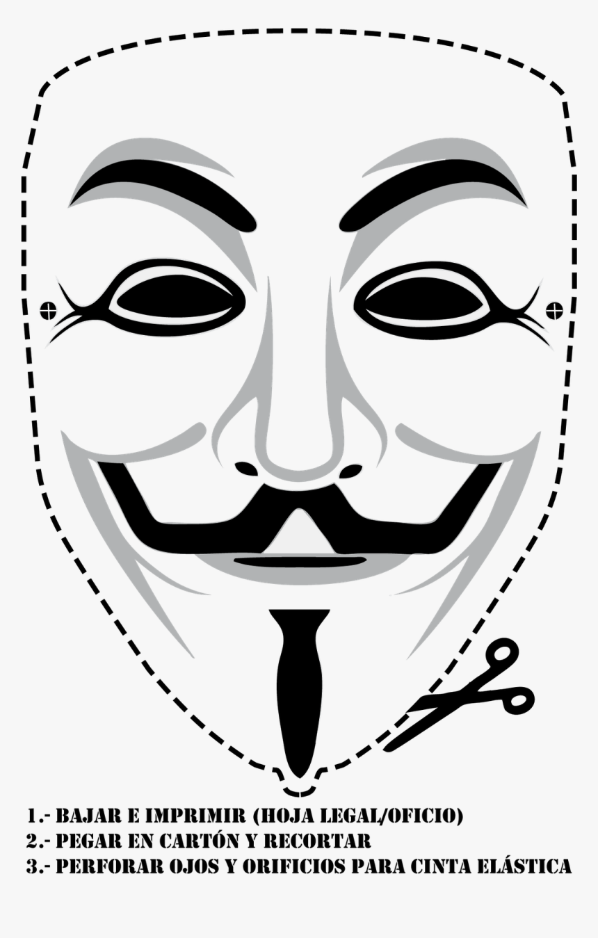 Transparent Mascaras Png - Guy Fawkes Mask Cut Out, Png Download, Free Download