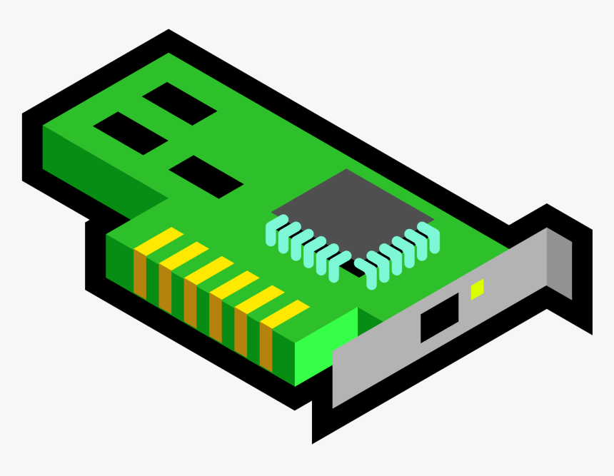 Network Card From Behind Clip Arts - Network Interface Card Cartoon, HD Png Download, Free Download