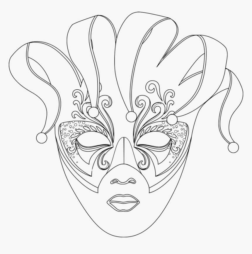 Lineart Mascara De Carnaval - Mask, HD Png Download, Free Download