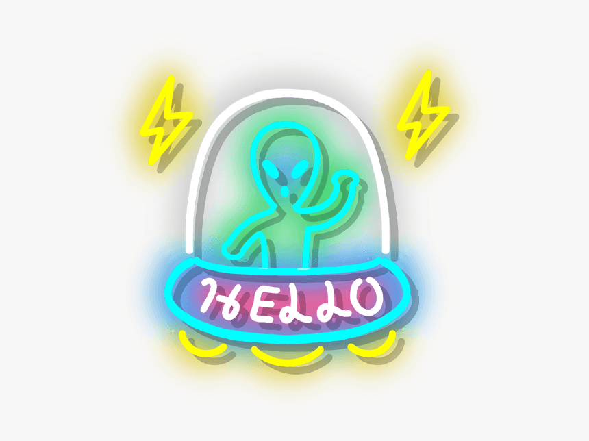 #neon #neonlight #alien #ufo #spark #hello #cute #colorful - Transparent Background Cute Ufo, HD Png Download, Free Download
