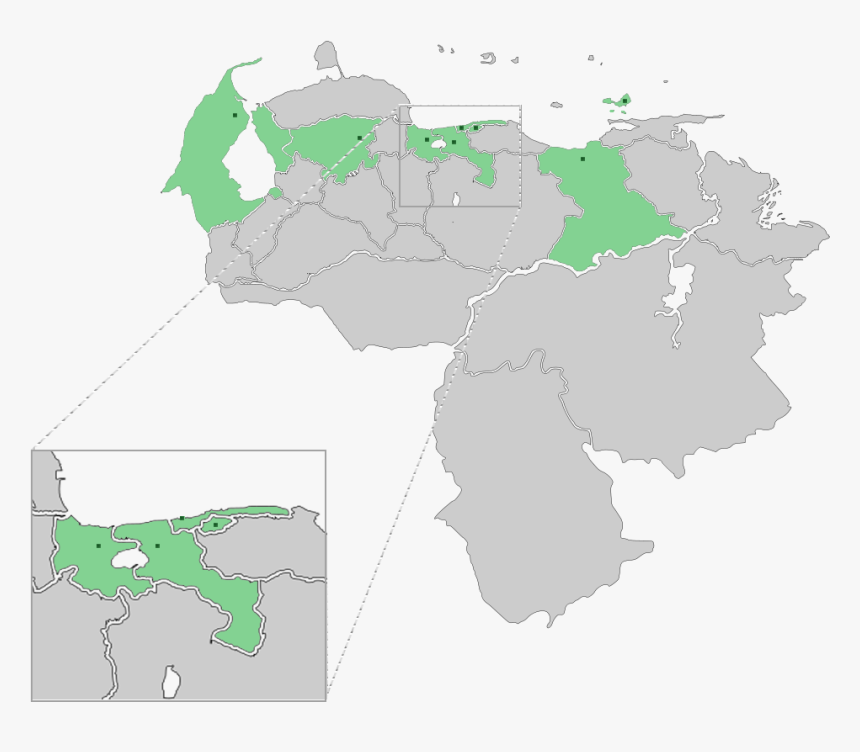 Venezuela Baseball Map - Caribes Ubicacion En Venezuela, HD Png Download, Free Download