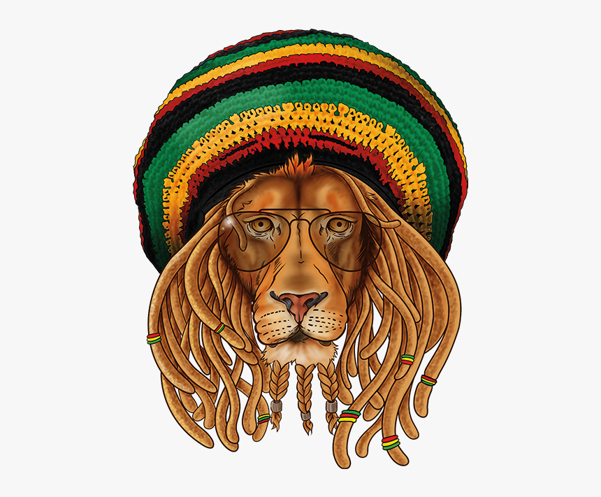 Rastafari Judah Of T-shirt Lion Hat Clipart - Lion With Rasta Hat, HD Png Download, Free Download