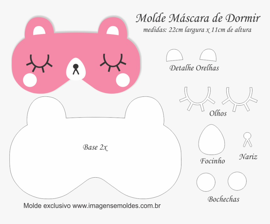 Molde Máscara De Dormir Gatinha Rosa - Graphic Design, HD Png Download, Free Download