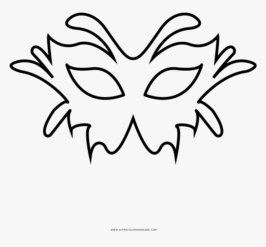 Carnaval Mask Coloring Page - Line Art, HD Png Download, Free Download