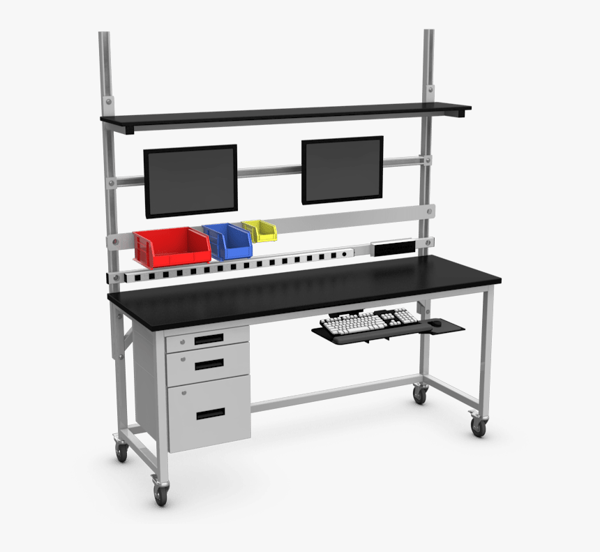 Computer Workstation - Work Bench With Monitor, HD Png Download, Free Download