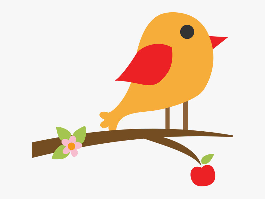 Bird Cute Yellow Clipart Branches Image And Transparent - Bird On Branch Clipart, HD Png Download, Free Download