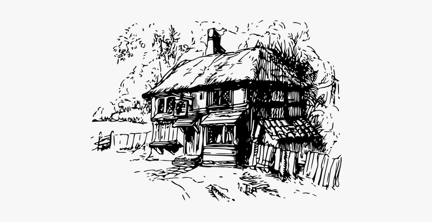 Country Cottage Vector Sketch - Abandoned House Realistic Draw, HD Png Download, Free Download