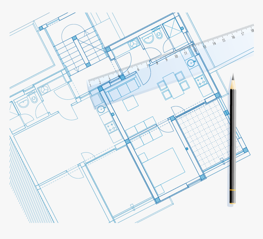 Blueprint And Sketch House Pen Vector Architecture - Blueprint Vector, HD Png Download, Free Download