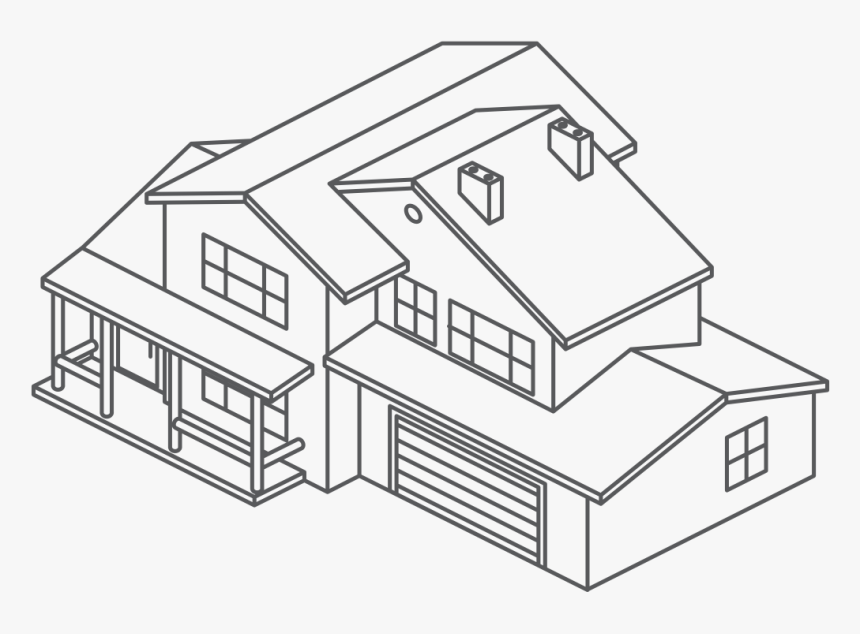House Graphic Showing Placement Of Isi Product Technology - Isometric Drawing Of Building, HD Png Download, Free Download