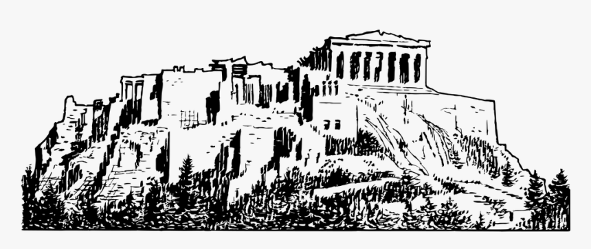 Landmark,human Settlement,sketch,line Art,black And - Acropolis Png, Transparent Png, Free Download