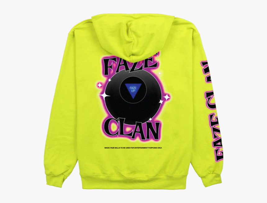 Magic Faze Ball Hoodie Safety Yellow Long Sleeved T Shirt Hd Png Download Kindpng - faze white logo crewneck design roblox