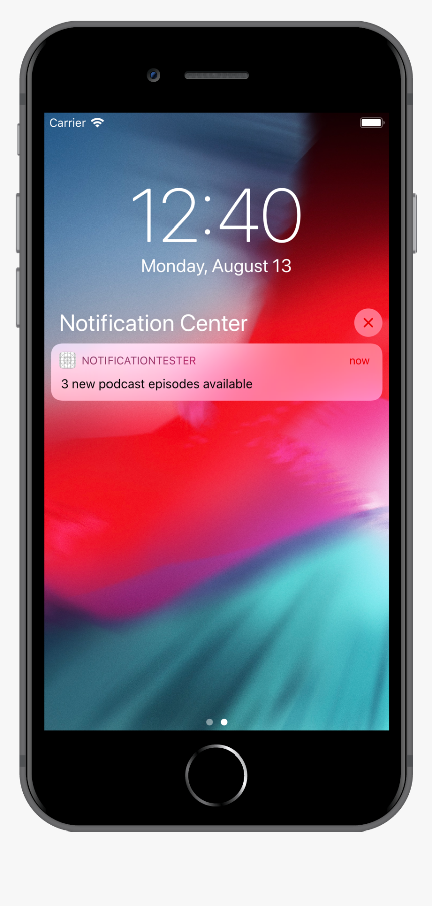 Iphone 8 Plus Lock Screen Shown With A Grouped Notification - Ios 12 Push Notification, HD Png Download, Free Download