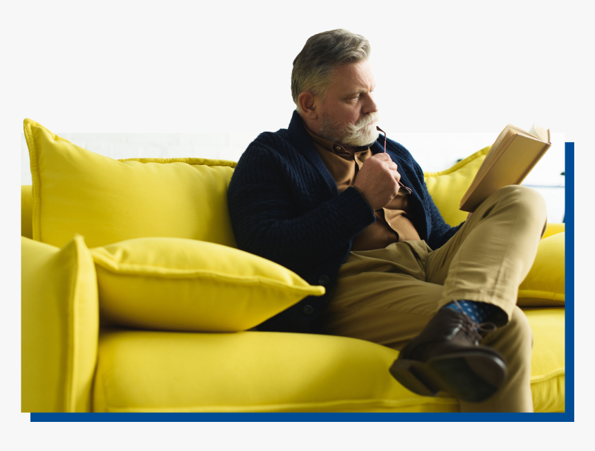 Man Reading Book On Couch, HD Png Download, Free Download