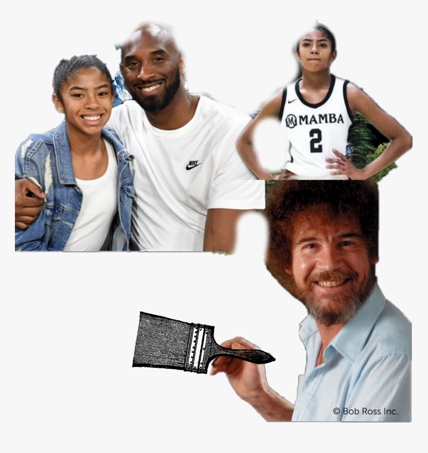 #bob Ross Panted Koby Bryant And Gigi, HD Png Download, Free Download