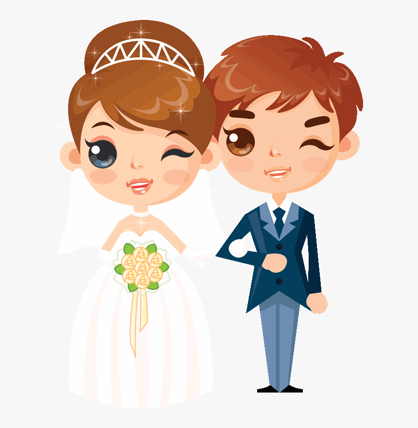 Wedding Cartoon Couple Png , Png Download, Transparent Png, Free Download