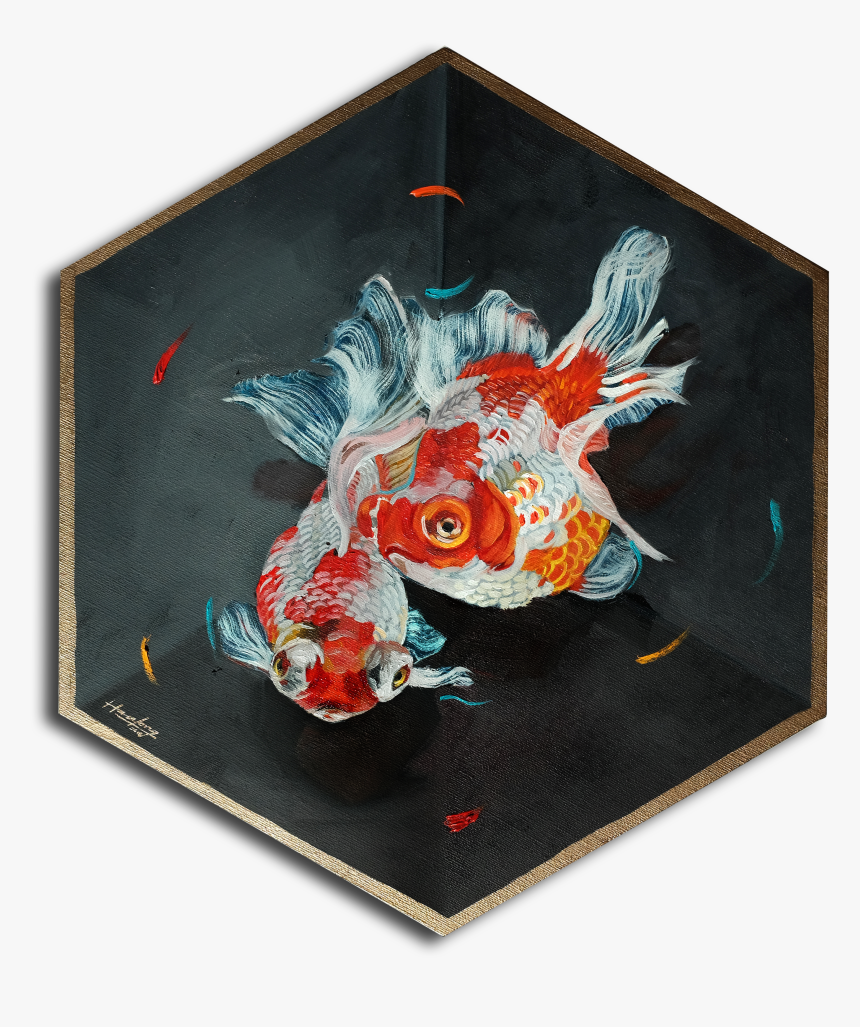 Twin Goldfish In A Box, Gold Lined, HD Png Download, Free Download