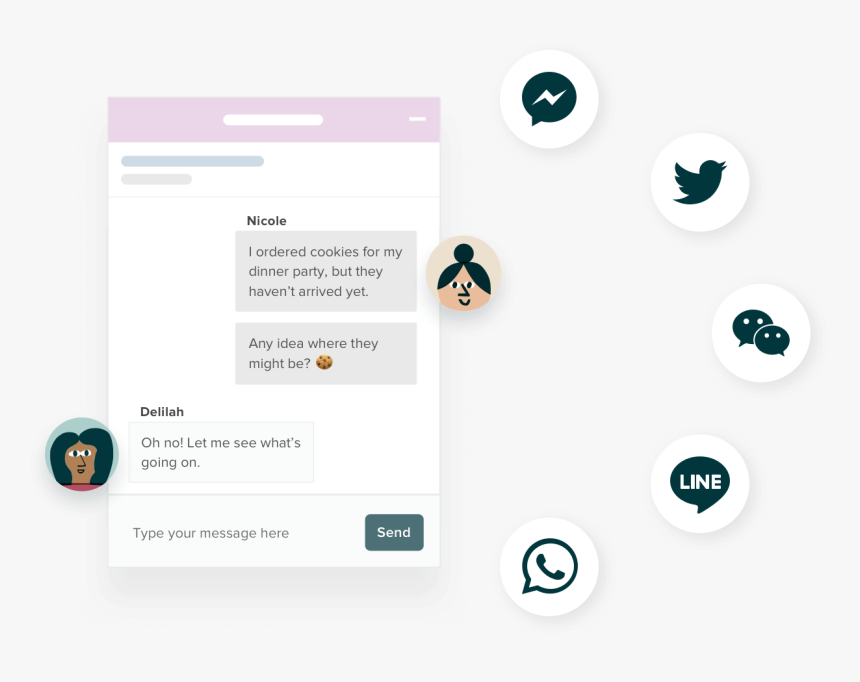 Agent Chat Window With Facebook, Twitter, Wechat, Line,, HD Png Download, Free Download