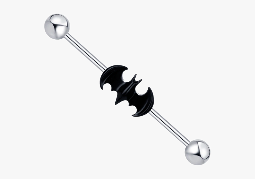 Industrial Piercing With A Centered Black Batman Symbol, HD Png Download, Free Download