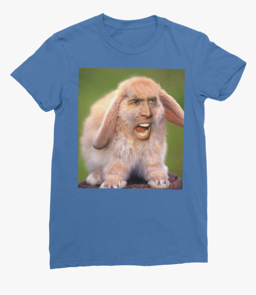 Nicolas Cage"s Face On A Rabbit ﻿classic Women"s T-shirt", HD Png Download, Free Download