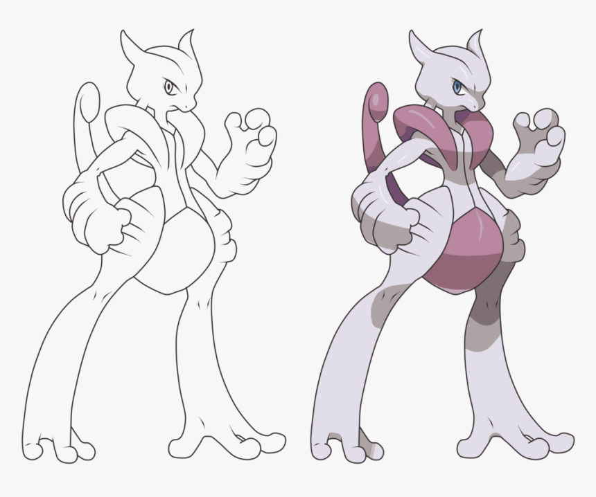 Pokemon Mega Mewtwo X Drawing, HD Png Download, Free Download