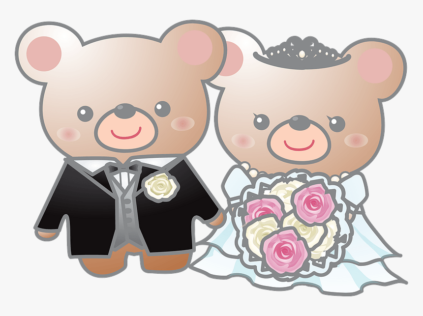 Bears Wedding Couple Clipart - Cartoon, HD Png Download, Free Download
