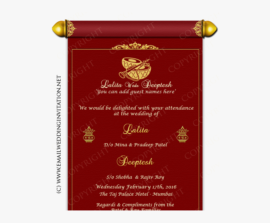 Wedding Card Sample India, HD Png Download, Free Download