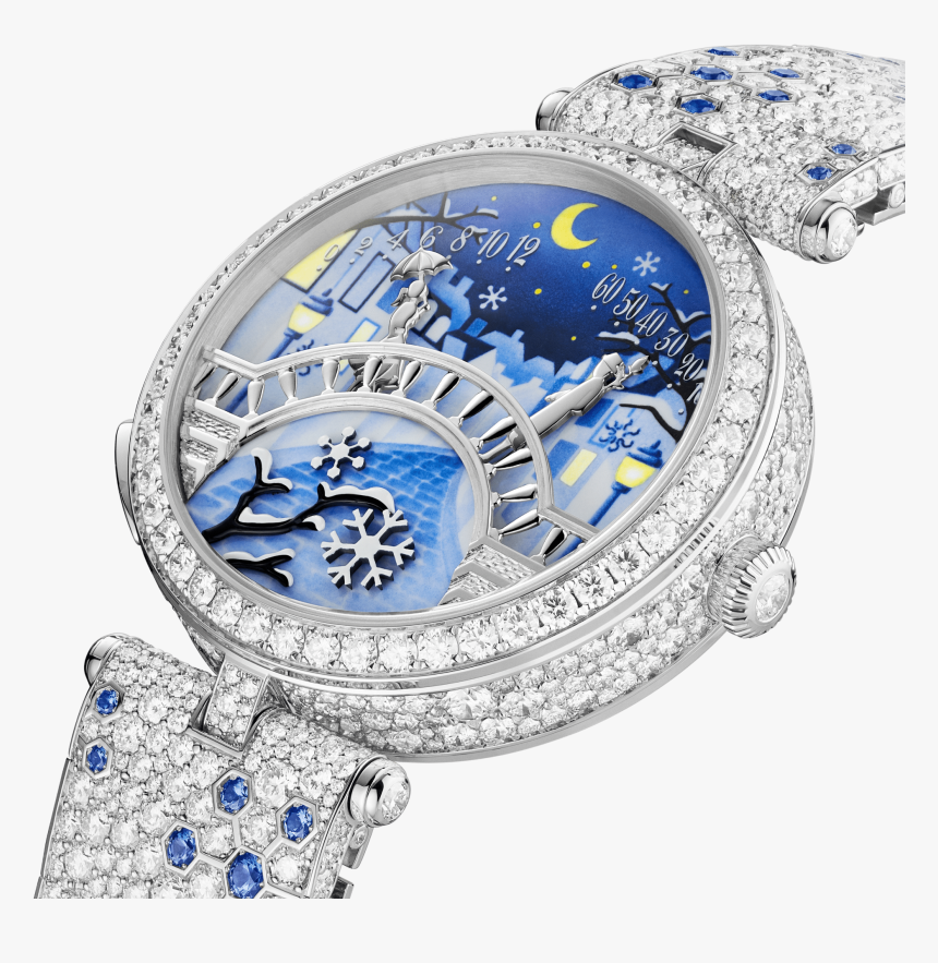Lady Arpels Pont Des Amoureux Hiver Watch,gold - Van Cleef And Arpels Diamond Watch, HD Png Download, Free Download