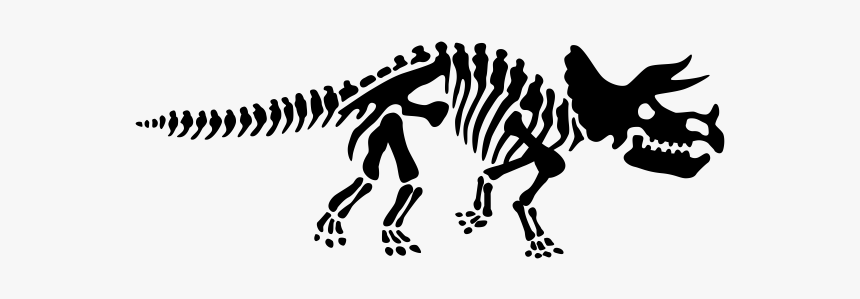 Skeliton Clipart Triceratops - Triceratops Skeleton Black And White, HD Png Download, Free Download
