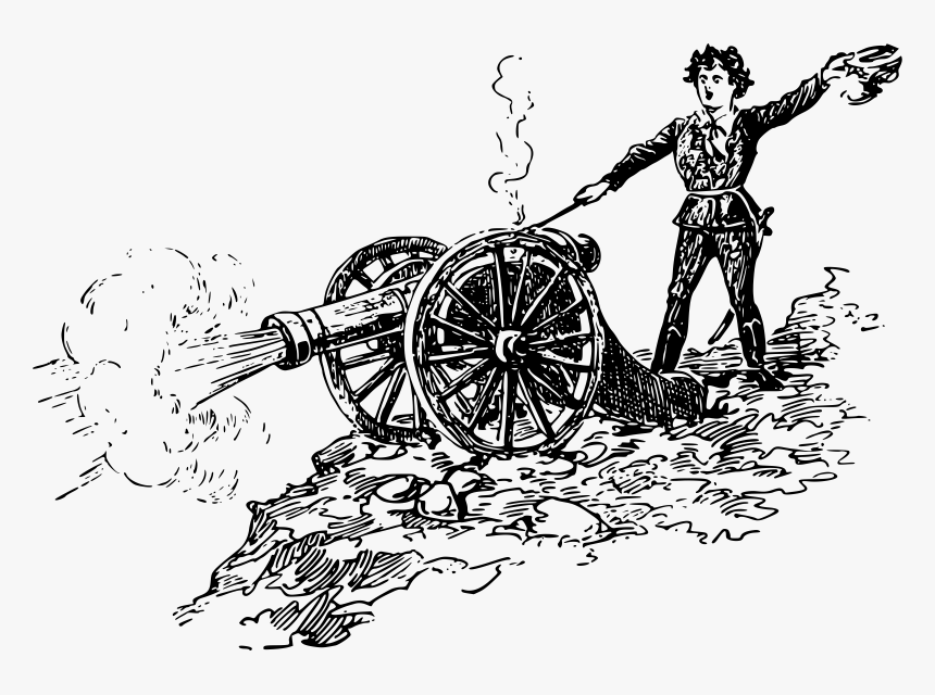 Firing The Cannon Clip Arts - Black And White Cannon Clipart, HD Png Download, Free Download