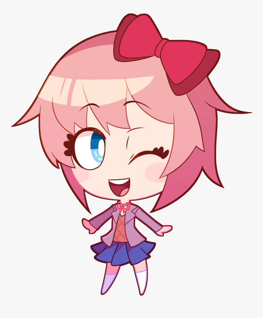 Chibi Sayori - Ddlc Stickers Transparent Background, HD Png Download, Free Download