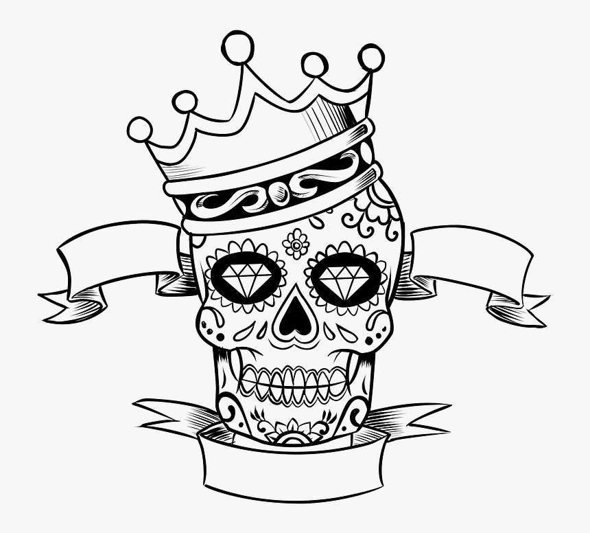 Sugar Skull King Clipart - Skull Drawing Day Of The Dead, HD Png Download, Free Download