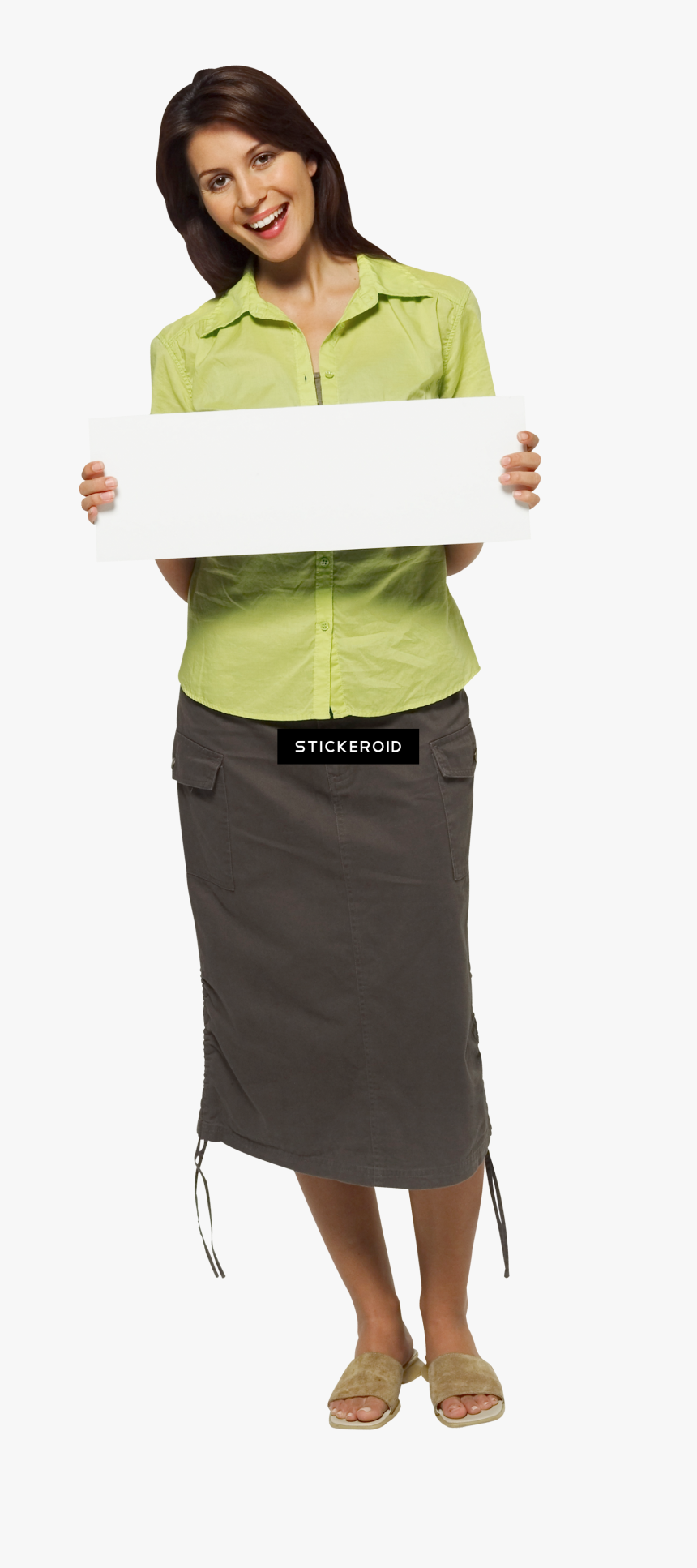 Business Woman Standing Png - Девушка Png Держит Табличку, Transparent Png, Free Download
