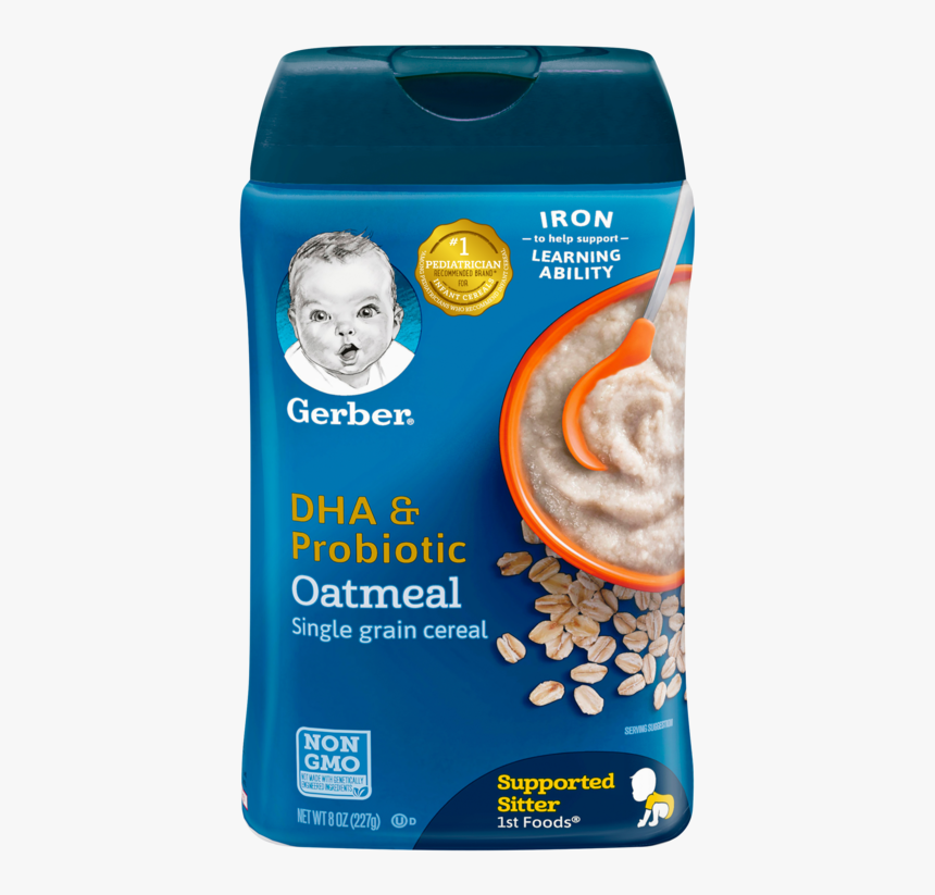 Dha & Probiotic Oatmeal Single Grain Cereal - Gerber Oatmeal Cereal Dha Probiotic, HD Png Download, Free Download
