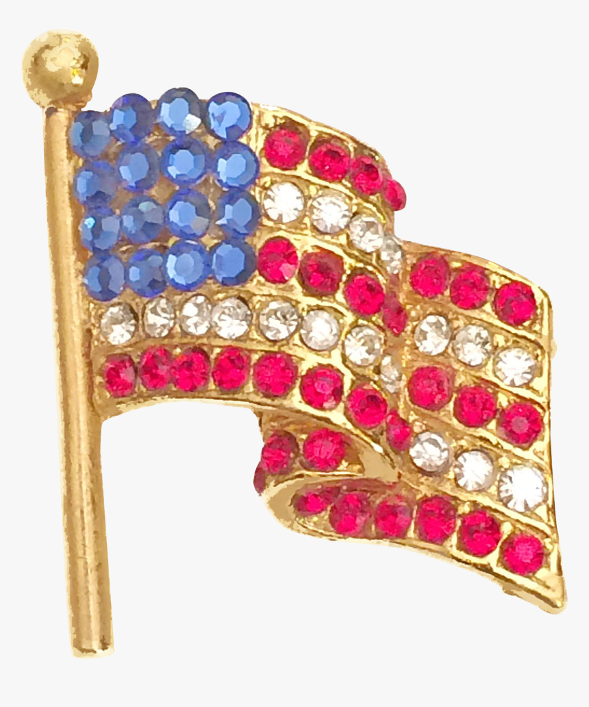 Vintage American Flag Pin Brooch Rhinestone Signed - Body Jewelry, HD Png Download, Free Download