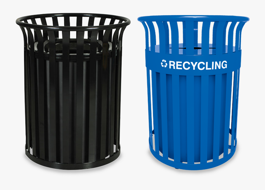 Streetscape Black Garbage And Blue Recycling - Trash Receptacle, HD Png Download, Free Download