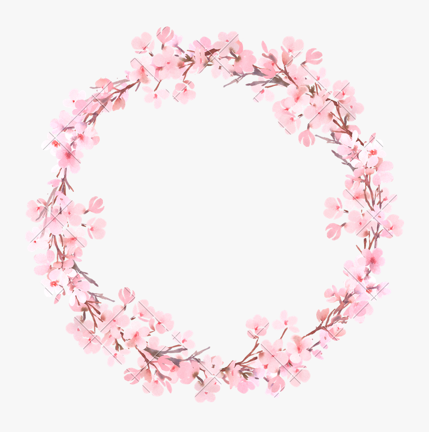 Transparent Watercolor Floral Wreath Png - Drawing Cherry Blossom Wreath, Png Download, Free Download