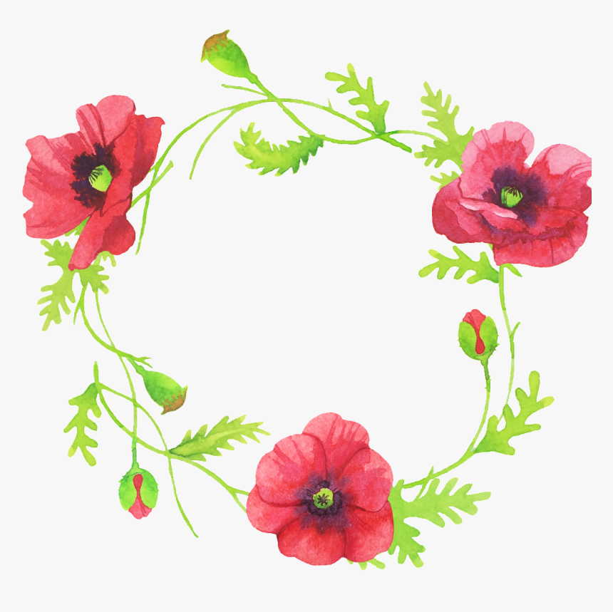 Beautiful Hand Painted Flower Red Garland Png - Hollyhocks, Transparent Png, Free Download